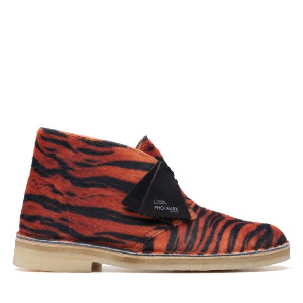 Clarks Womens Desert Boot Ankle Boots Tiger Print | UK-4178652 - Click Image to Close